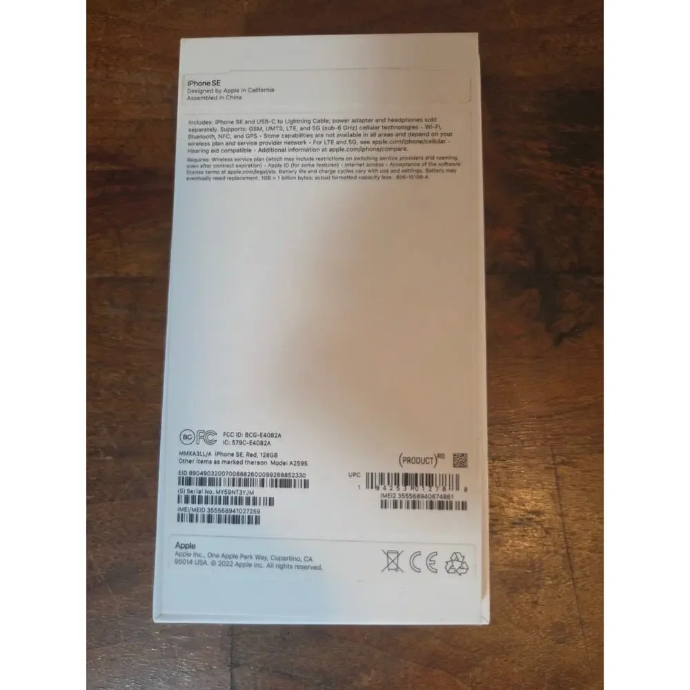 Apple iPhone SE (3rd Gen 2022) 128GB (PRODUCT)RED Unlocked CIB (Complete in Box)